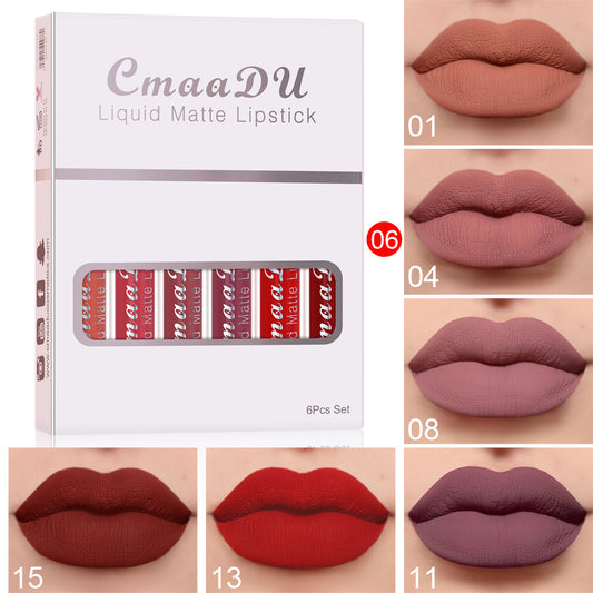Juvé 6 pack of Matte Non-stick Waterproof Long Lasting Lipstick Duo